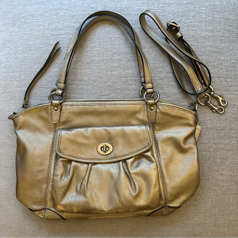 Coach Pebbled Metallic Gold Leather Bag